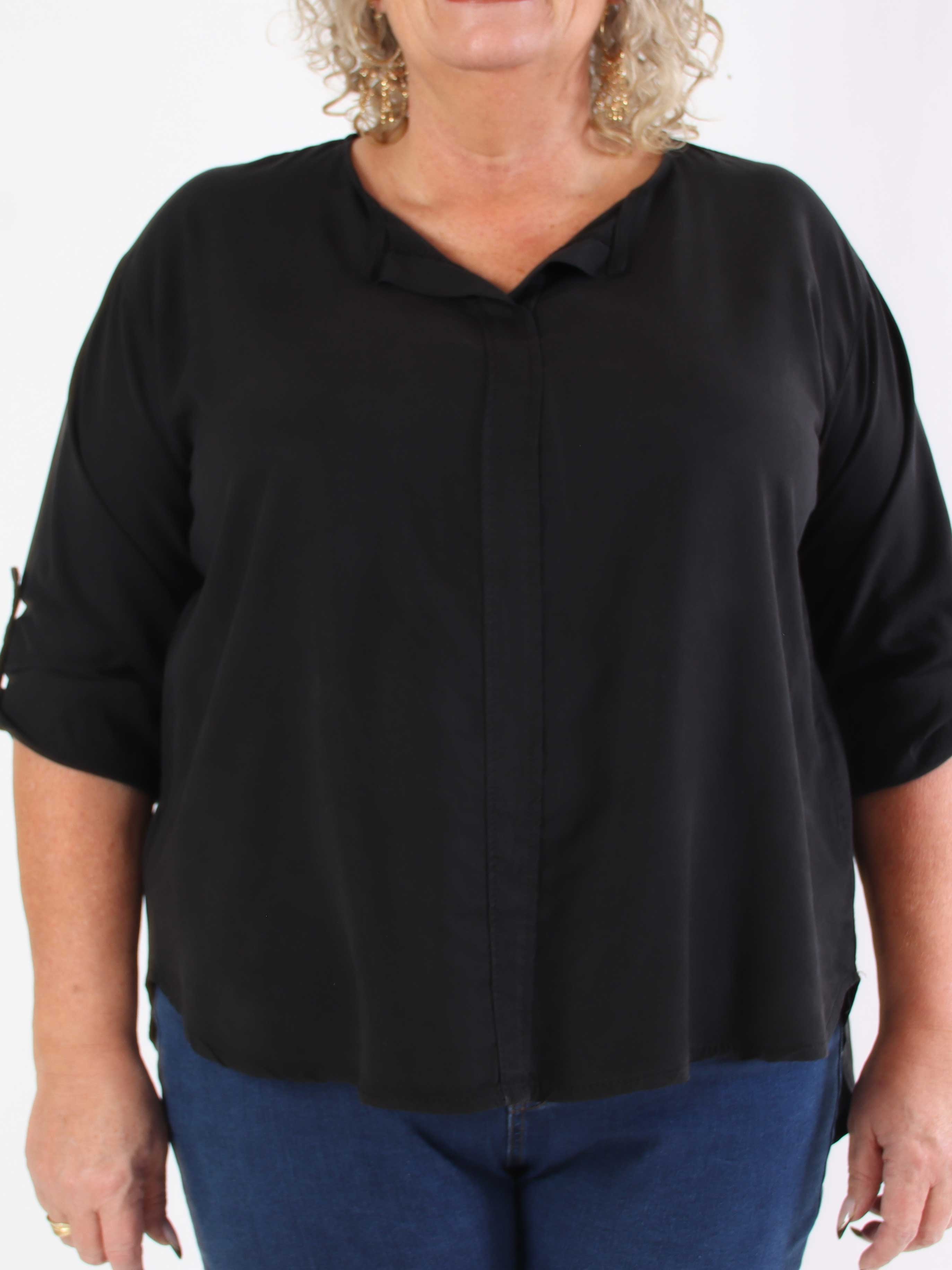 Emelda - Let plain plus size skjorte lavet i lyocell